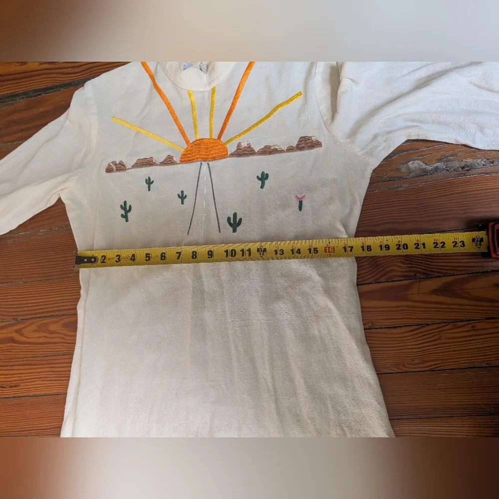 Desert Sun On The Road Embroidered Mini Dress S Southwest Boho Hippie Western - Picture 13 of 15